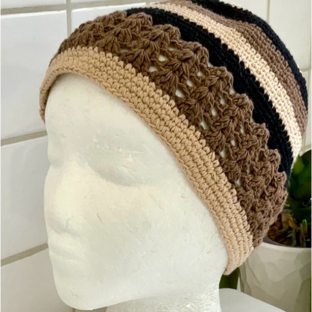 Hand Crochet Hat 100% Cotton Adult Size. NWOT